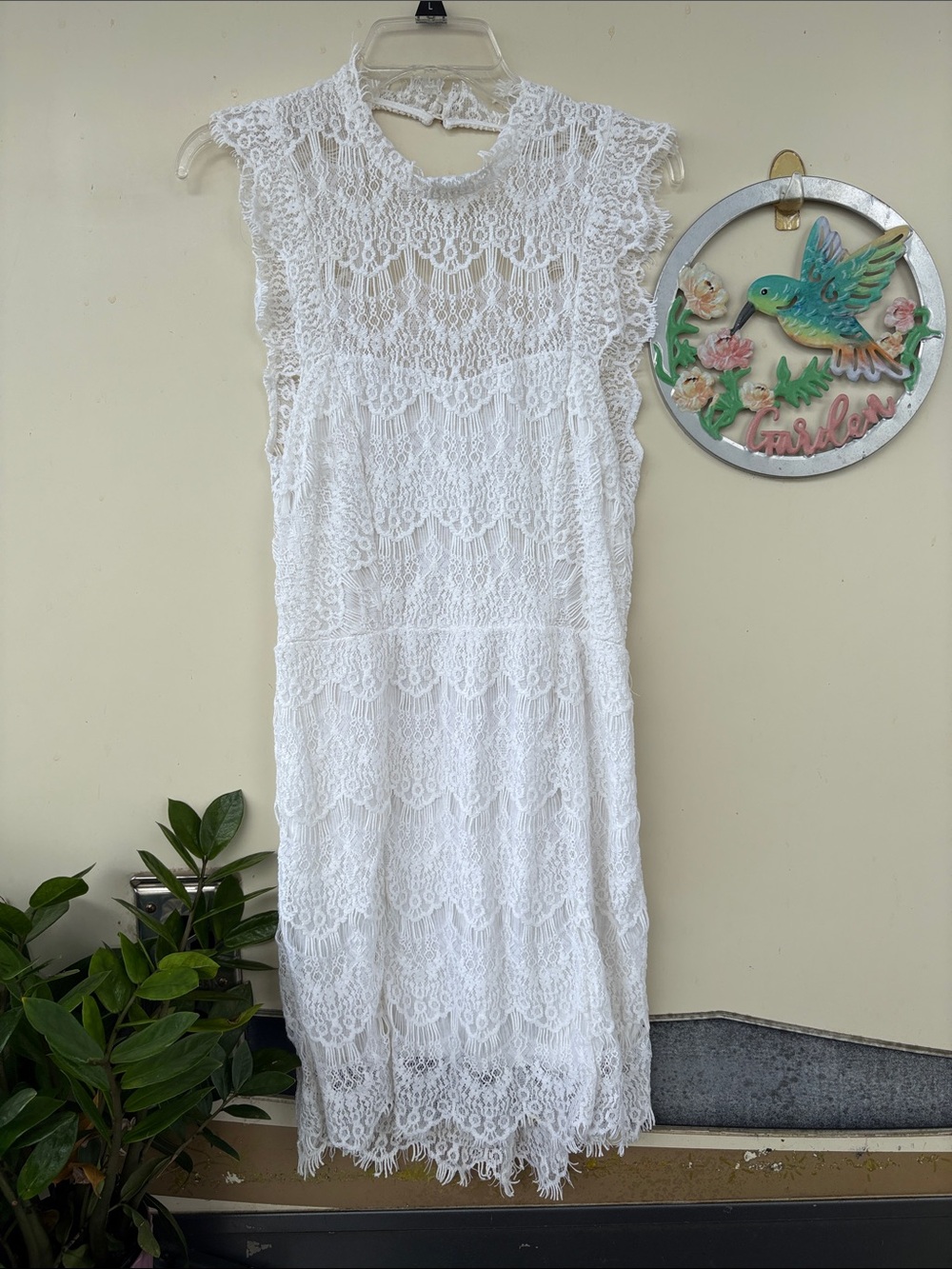 Free People White Lace Sleeveless Midi Dress